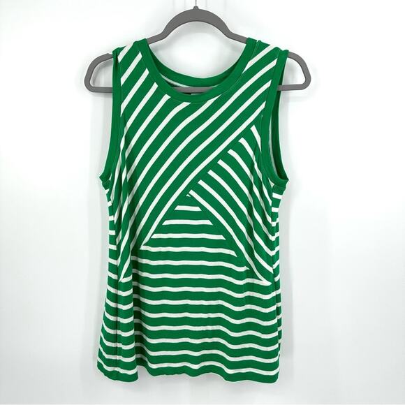 CAbi Amelia Stripe Tank Top 5758 in kelly green white Size M - Picture 1 of 5